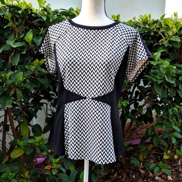 Color block peplum black and white top-NWOT- Sale! - Picture 2 of 5
